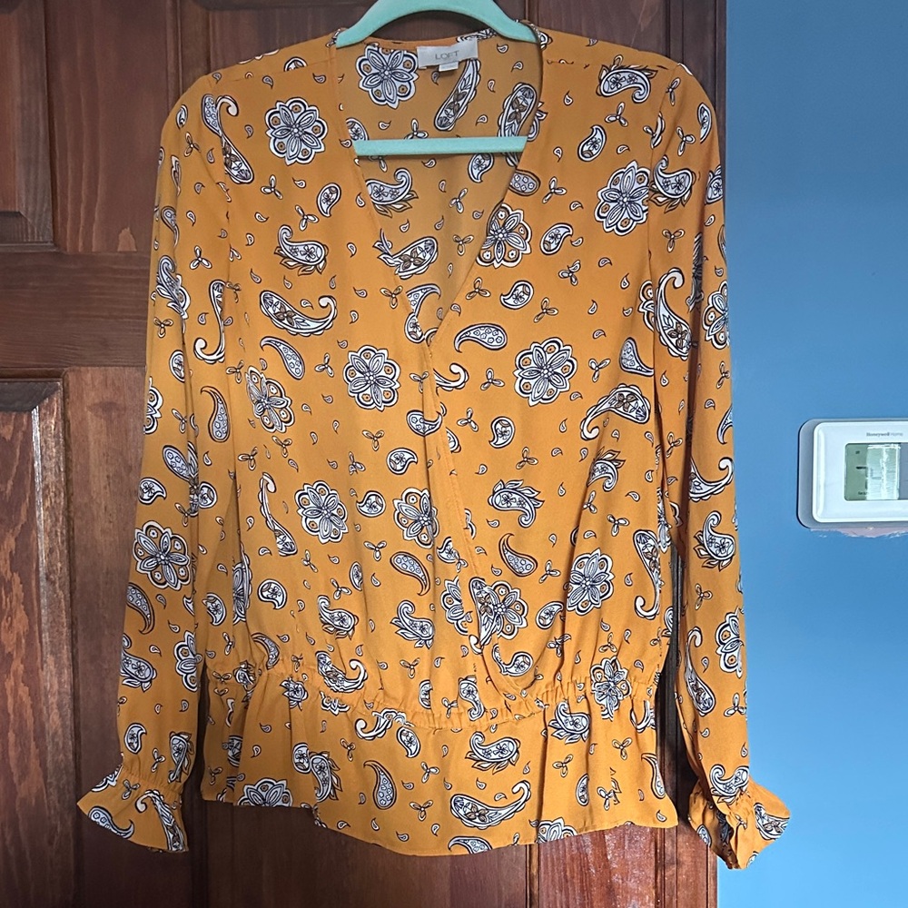 LOFT Floral Paisley Yellow Blouse